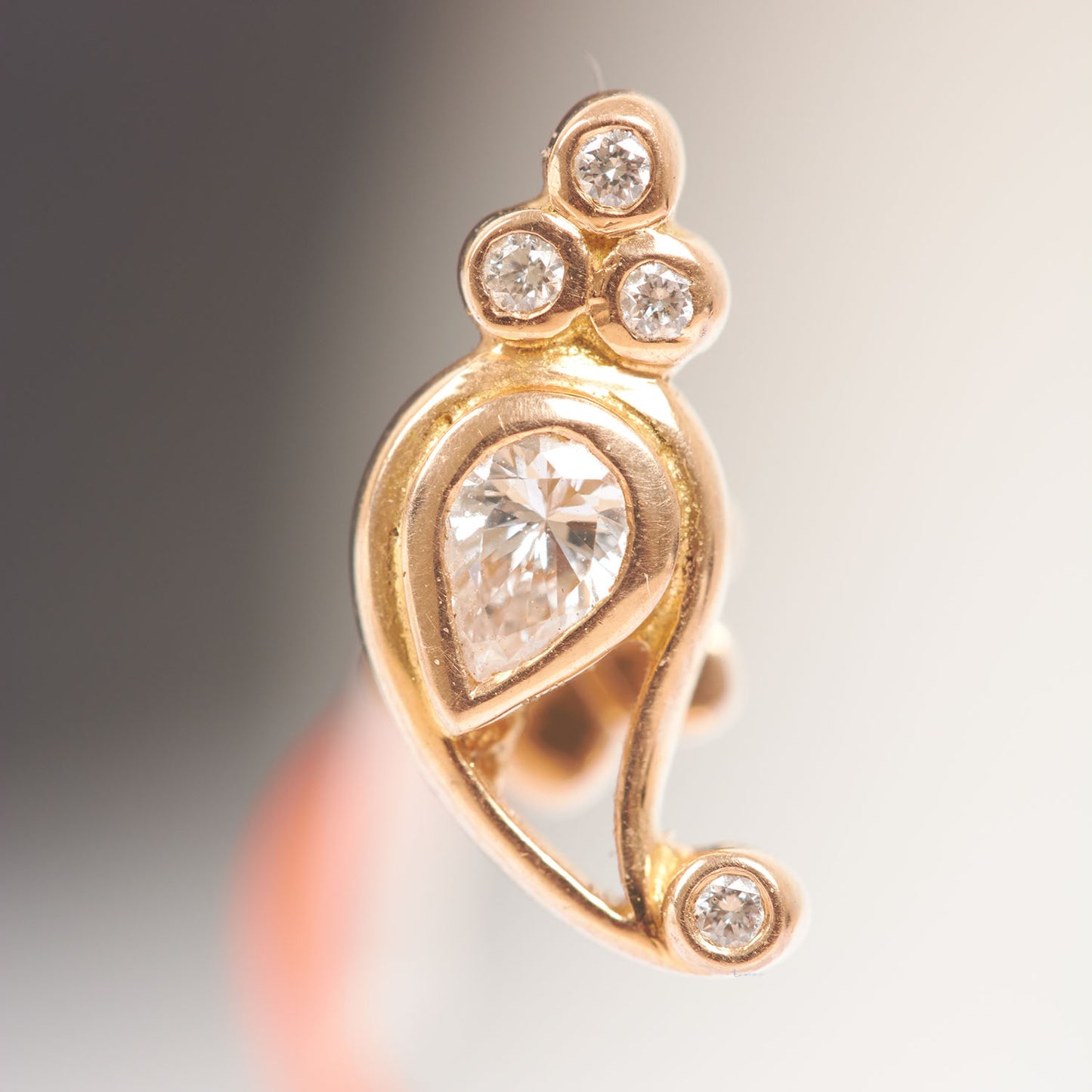 The Babyrasa Driti Paisley Gold and Diamond Ear Studs by Rasvihar