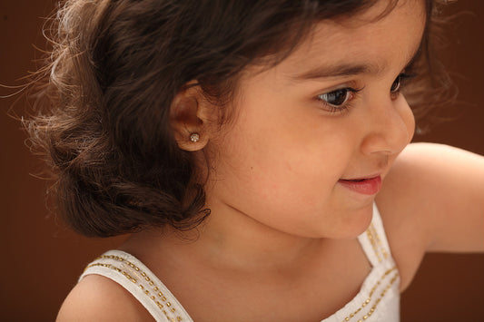 The Babyrasa Mala Gold and Diamond Ear Studs by Rasvihar