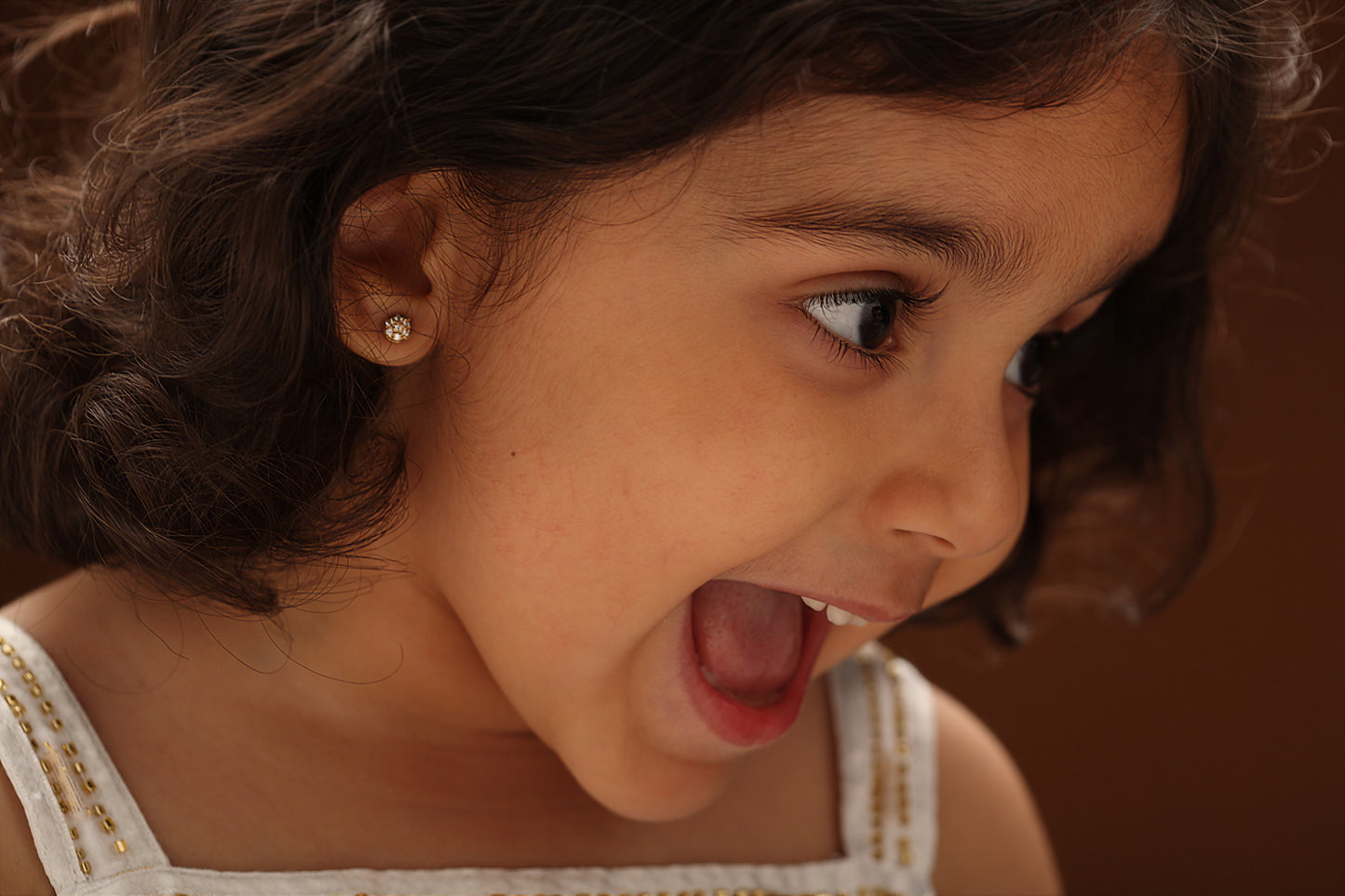 The Babyrasa Mala Gold and Diamond Ear Studs by Rasvihar
