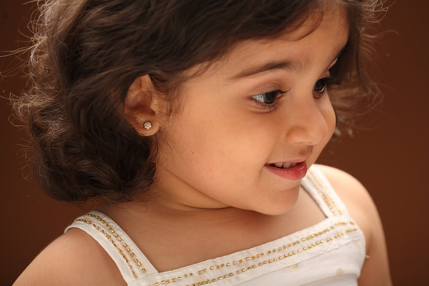 The Babyrasa Mala Gold and Diamond Ear Studs by Rasvihar