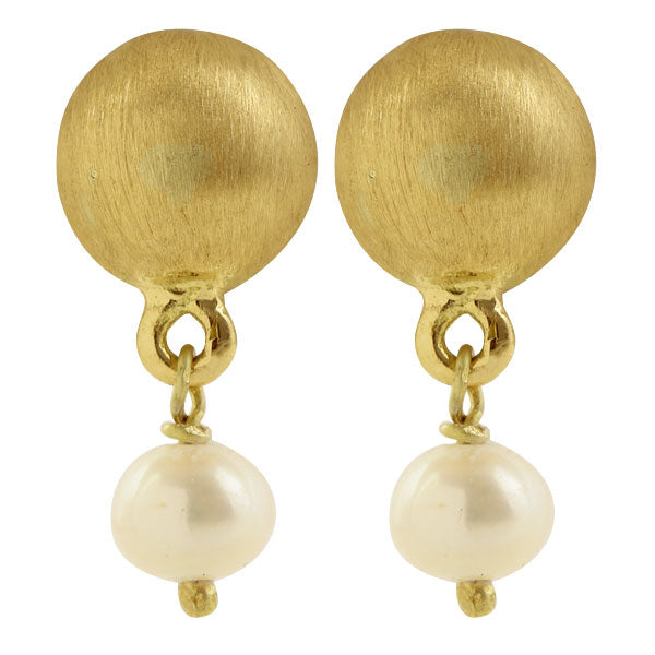 The Babyrasa Aparna Geometric Gold and Pearl Ear Studs by Rasvihar