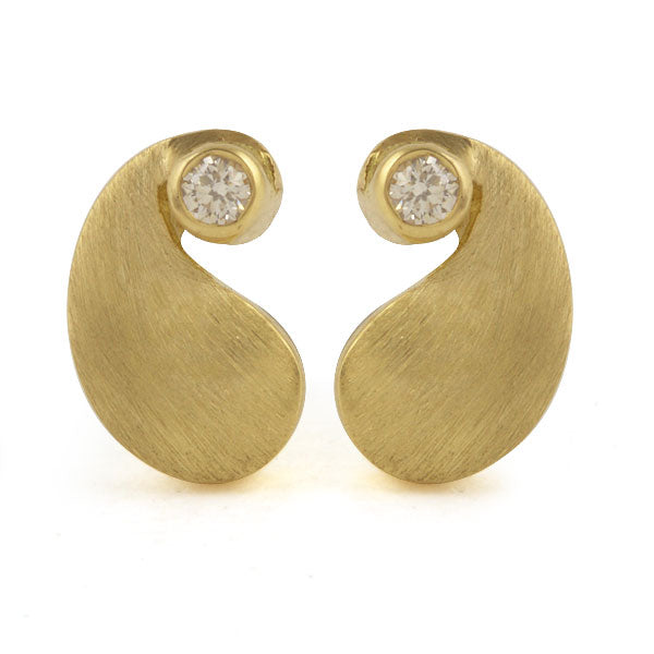 The Babyrasa Anshu Paisley Gold and Diamond Ear Studs by Rasvihar