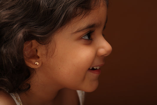 The Babyrasa Anshu Paisley Gold and Diamond Ear Studs by Rasvihar