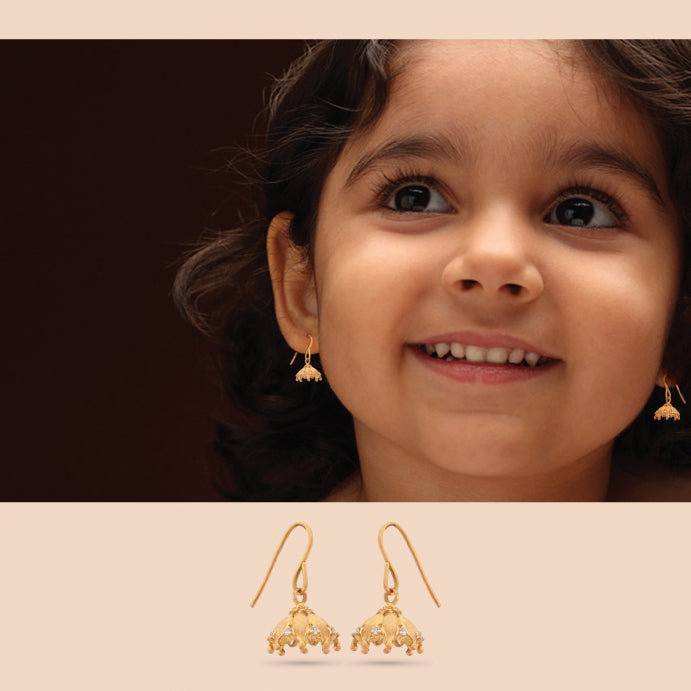 The Babyrasa Hasini Petal Gold and Diamond Jhumka by Rasvihar