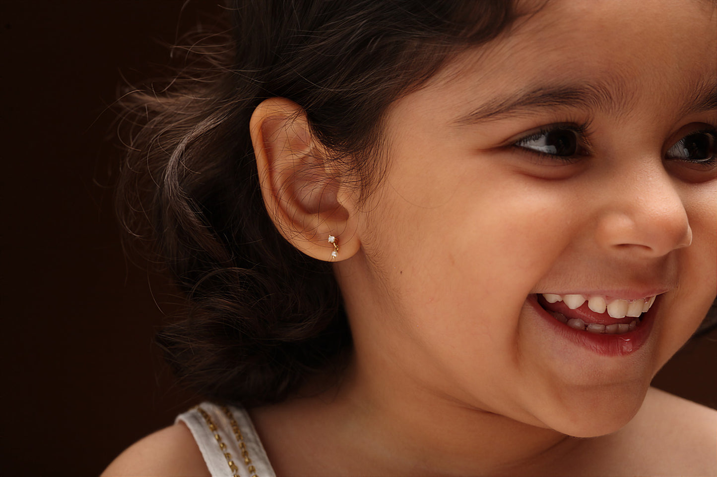 The Babyrasa Varsha Gold, Diamond and Pearl Ear Studs by Rasvihar