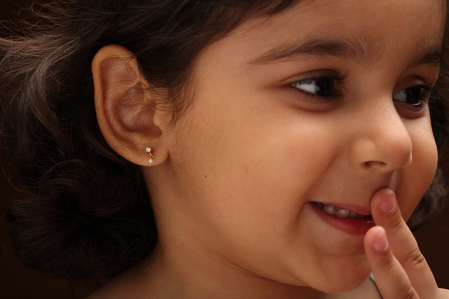 The Babyrasa Varsha Gold, Diamond and Pearl Ear Studs by Rasvihar