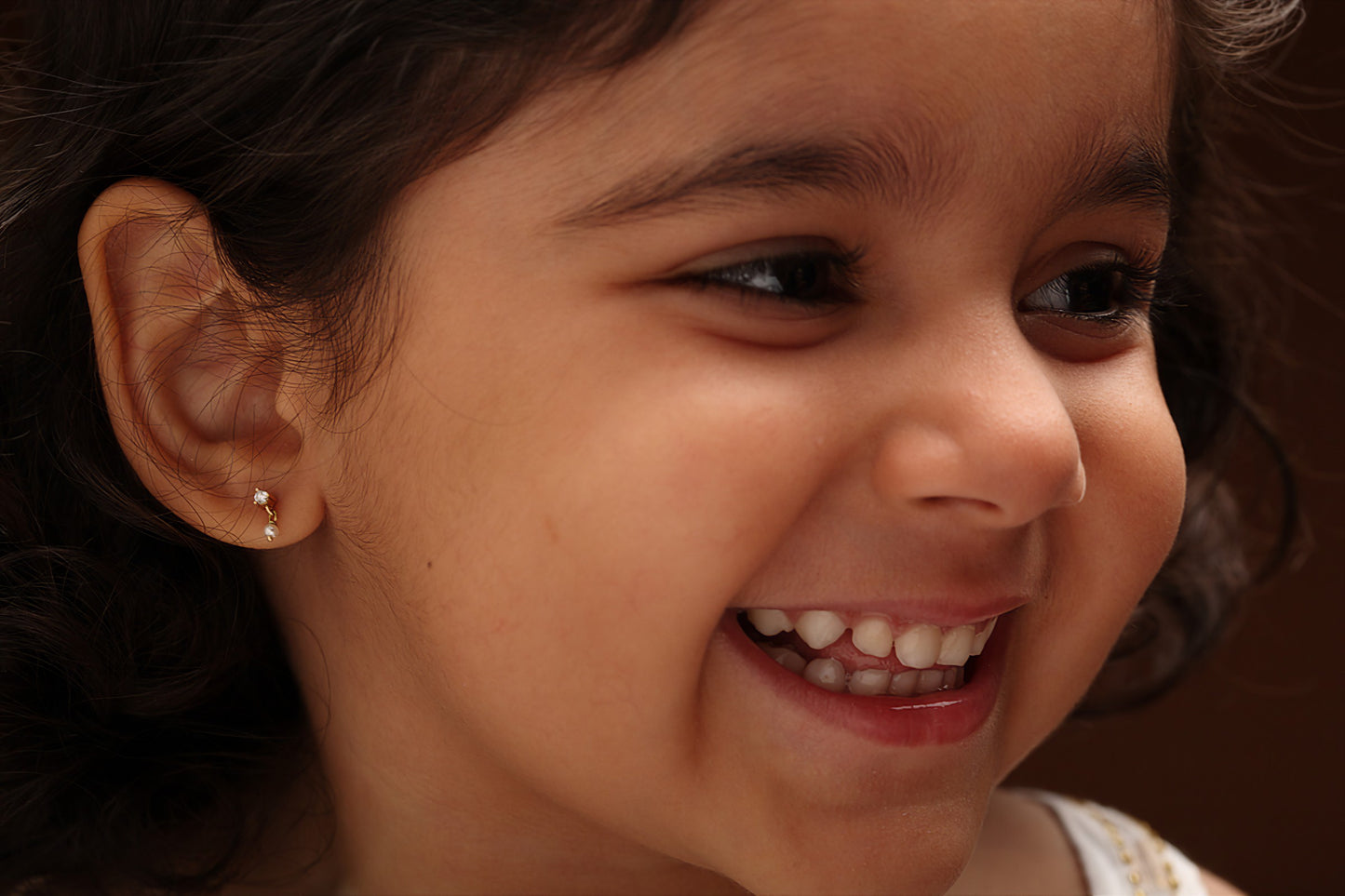 The Babyrasa Varsha Gold, Diamond and Pearl Ear Studs by Rasvihar