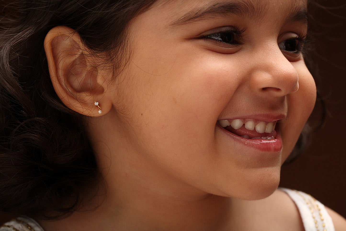 The Babyrasa Varsha Gold, Diamond and Pearl Ear Studs by Rasvihar