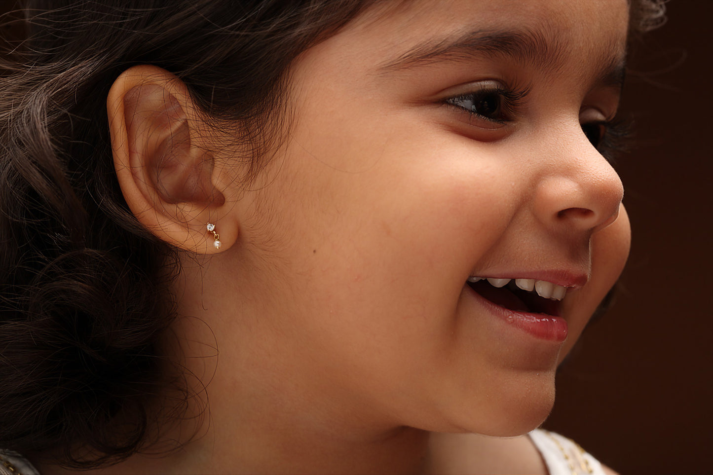 The Babyrasa Varsha Gold, Diamond and Pearl Ear Studs by Rasvihar