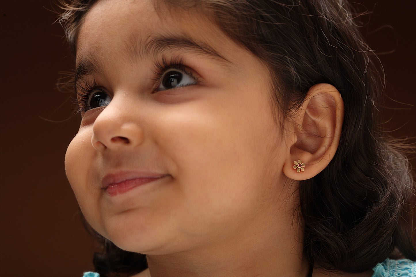 The Babyrasa Vanya Floral Gold and Ruby Ear Studs by Rasvihar