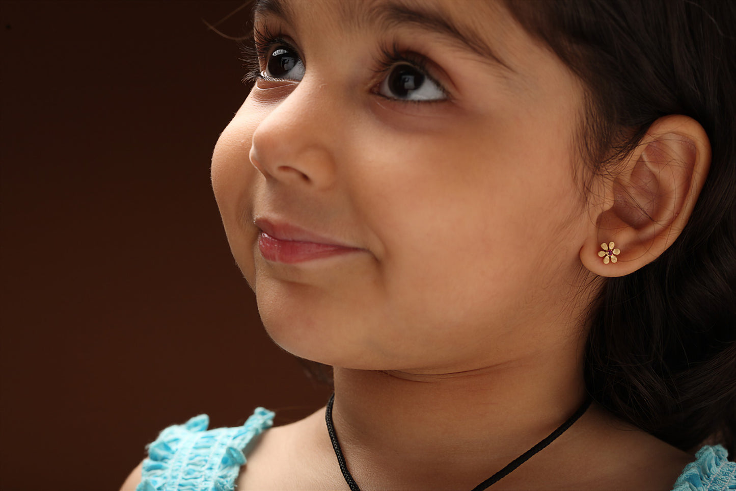 The Babyrasa Vanya Floral Gold and Ruby Ear Studs by Rasvihar