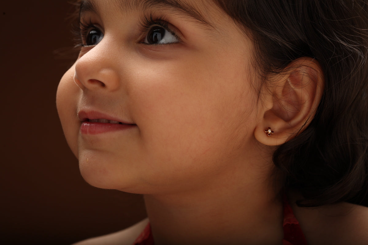 The Babyrasa Deepali Enamel Gold and Diamond Ear Studs by Rasvihar