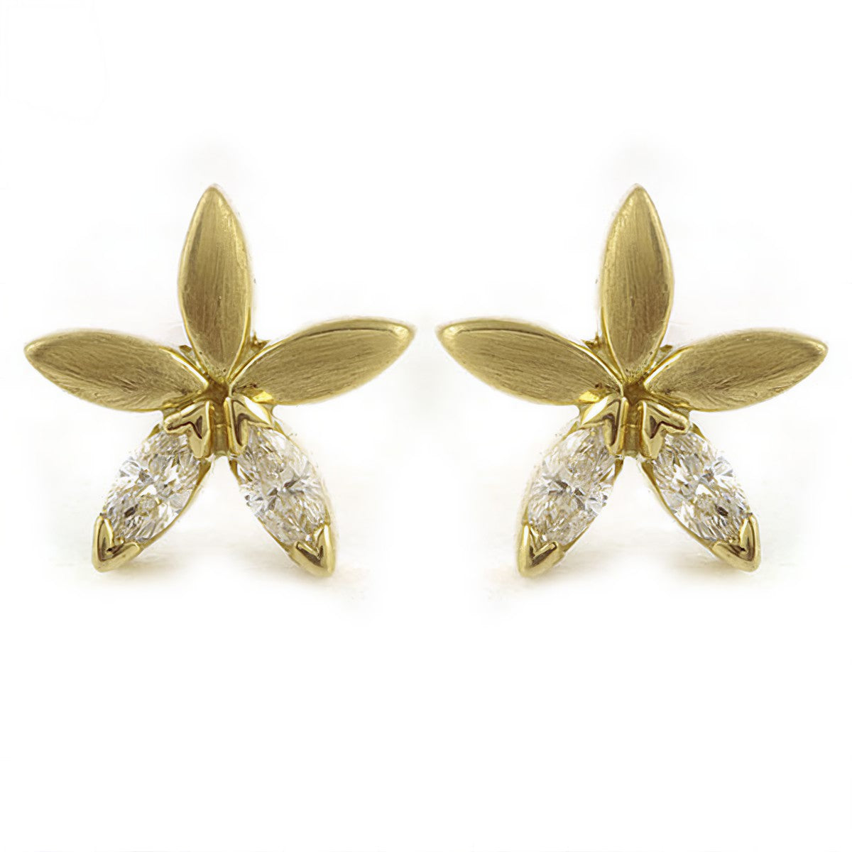 The Babyrasa Sheya Petal Gold and Diamond Ear Studs by Rasvihar