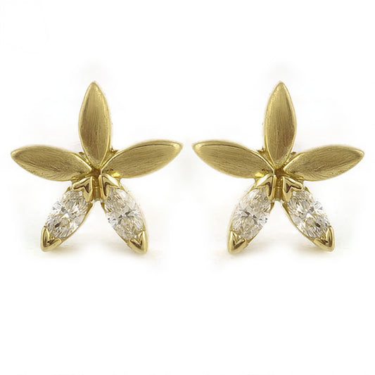 The Babyrasa Sheya Petal Gold and Diamond Ear Studs by Rasvihar