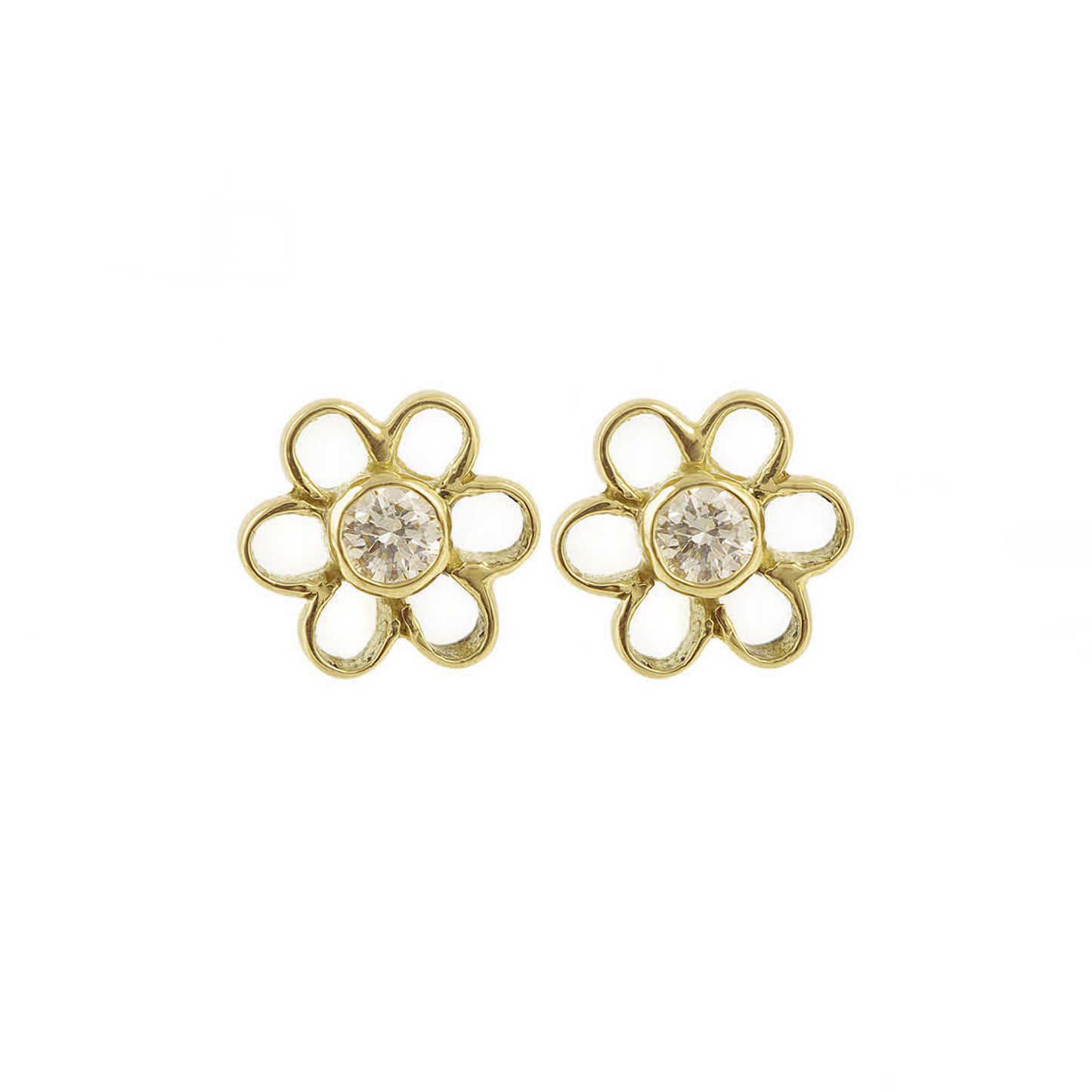 The Babyrasa Shylo Floral Gold and Diamond Ear Studs by Rasvihar