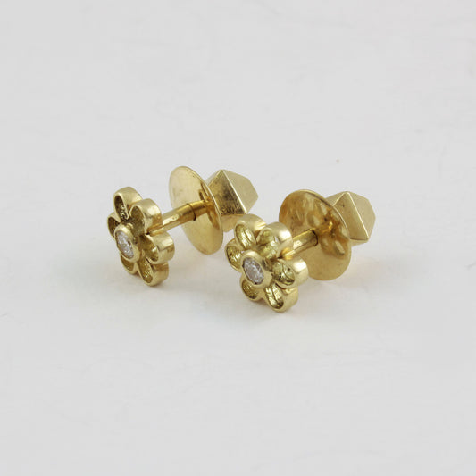 The Babyrasa Shylo Floral Gold and Diamond Ear Studs by Rasvihar