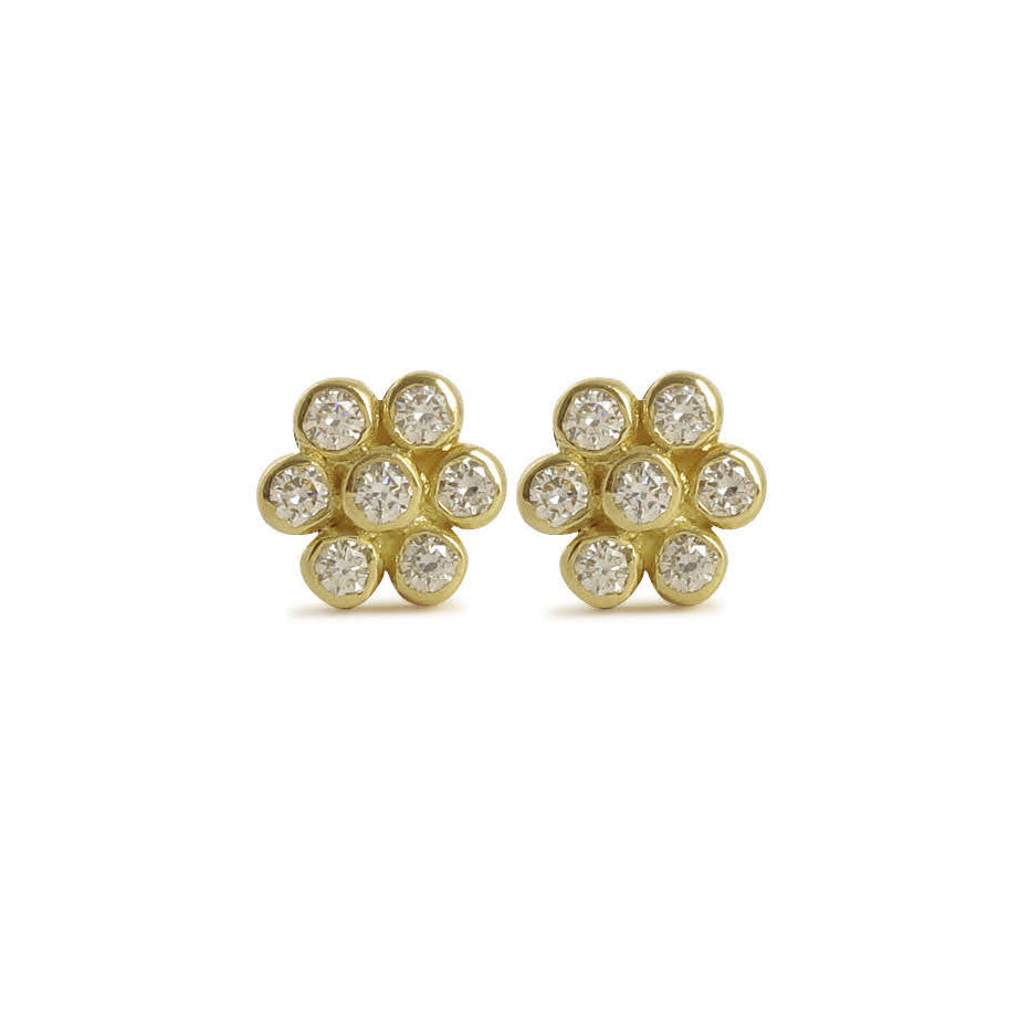 The Babyrasa Pranali Floral Gold and Diamond Ear Studs by Rasvihar