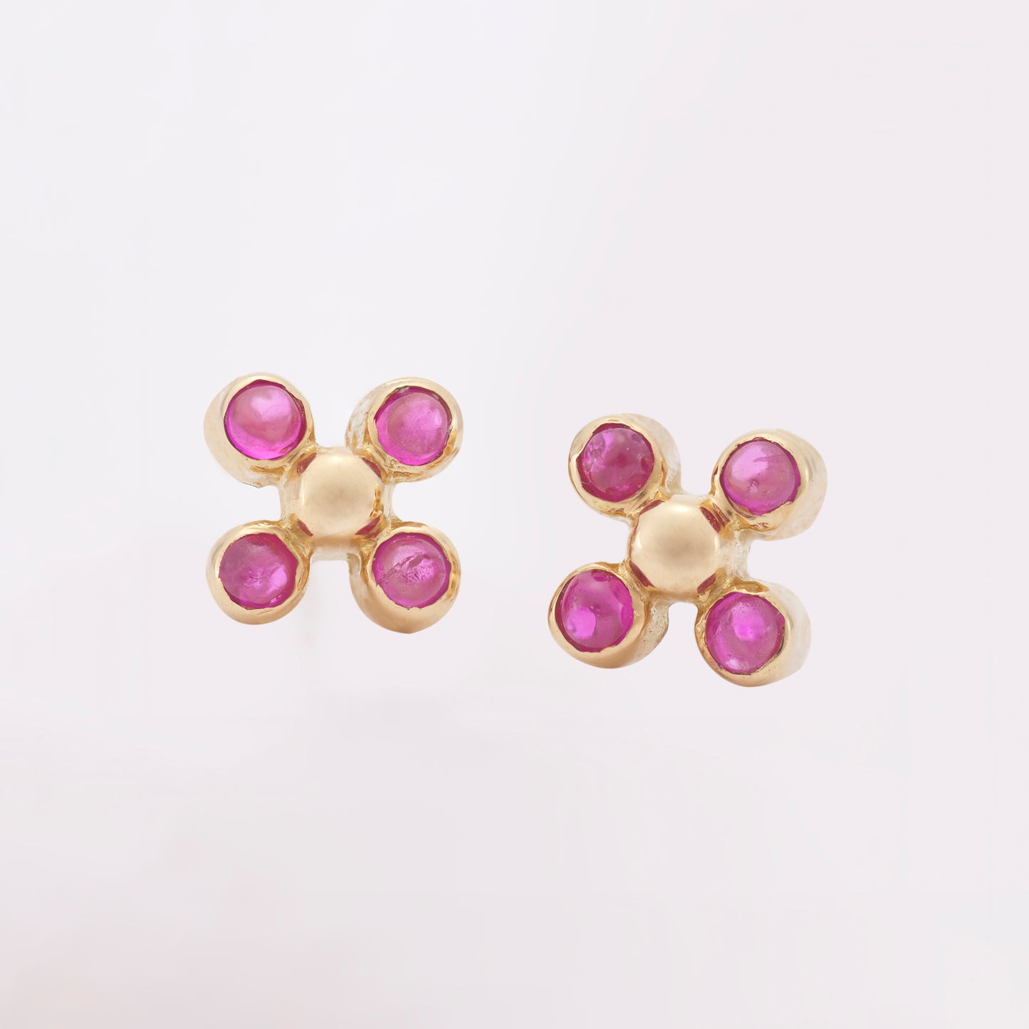 The Babyrasa Urja Floral Gold and Ruby Ear Studs by Rasvihar
