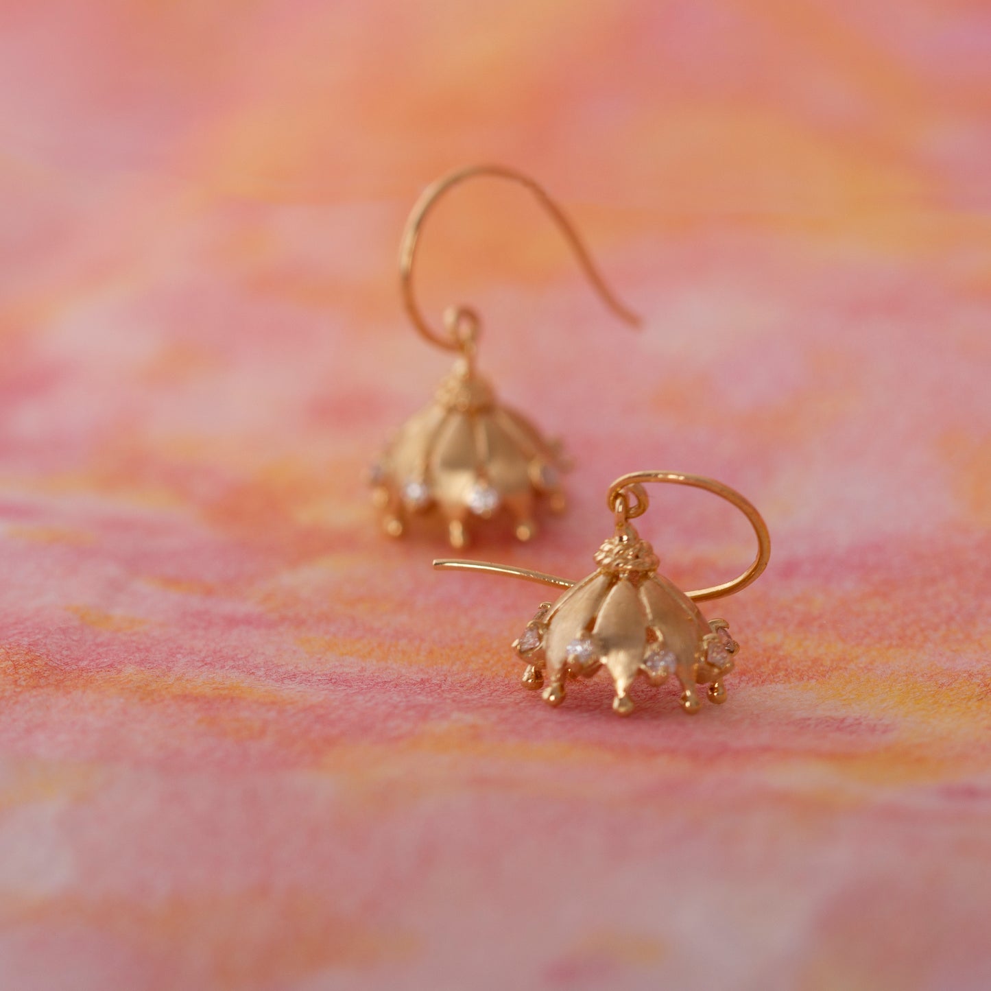 The Babyrasa Hasini Petal Gold and Diamond Jhumka by Rasvihar