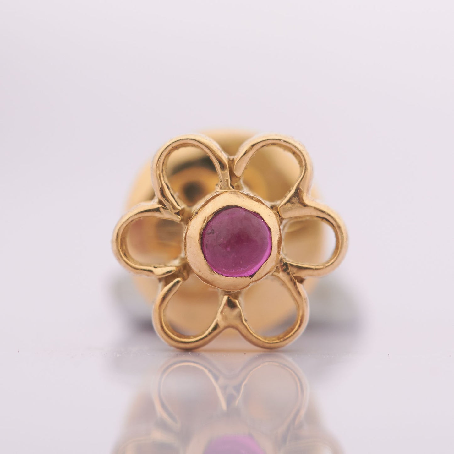 The Babyrasa Vibha Floral Gold and Ruby Ear Studs by Rasvihar