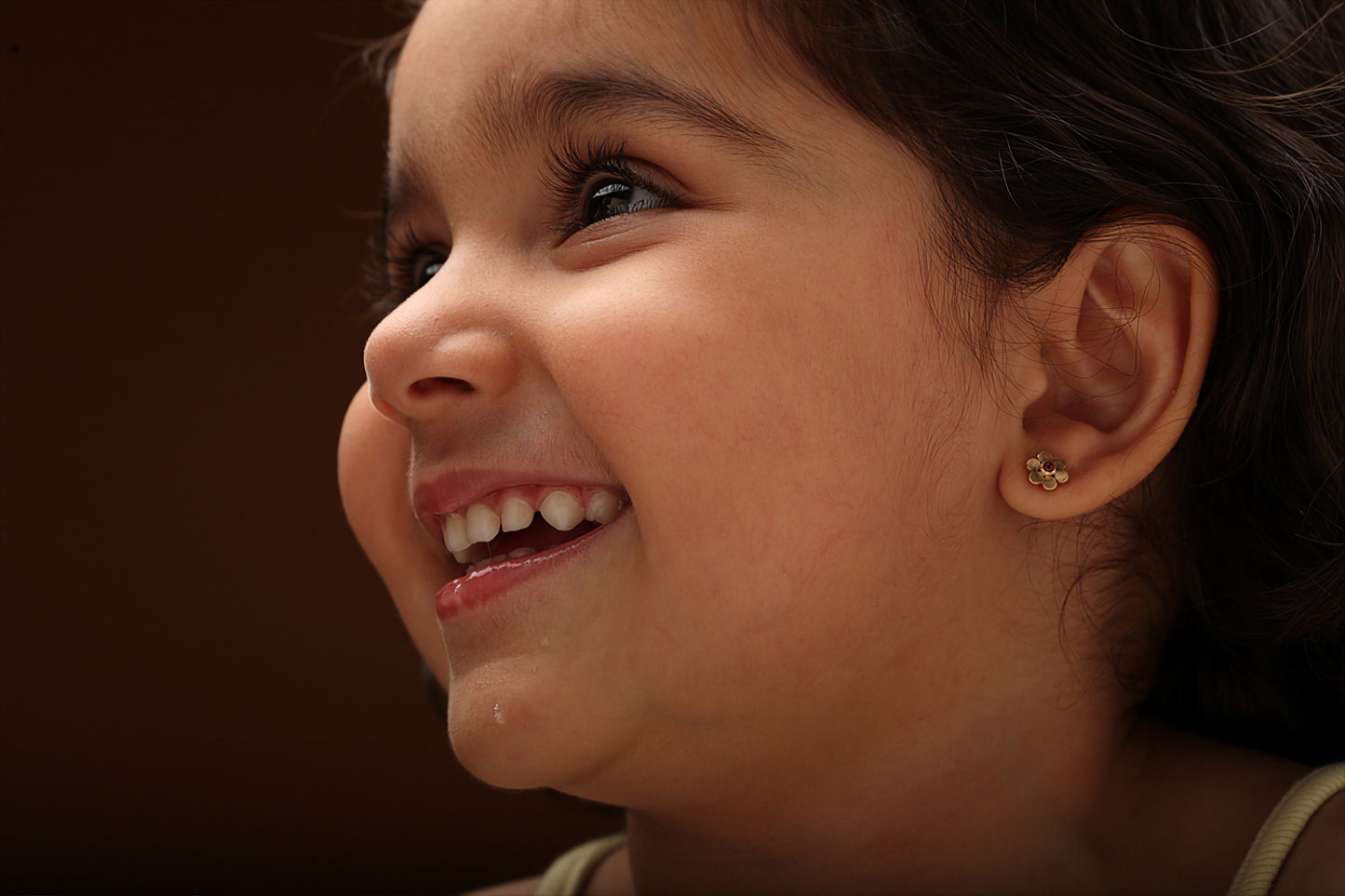 The Babyrasa Yahvi Floral Gold and Ruby Ear Studs by Rasvihar