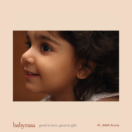 The Babyrasa Aruna Floral Gold and Diamond Ear Studs by Rasvihar