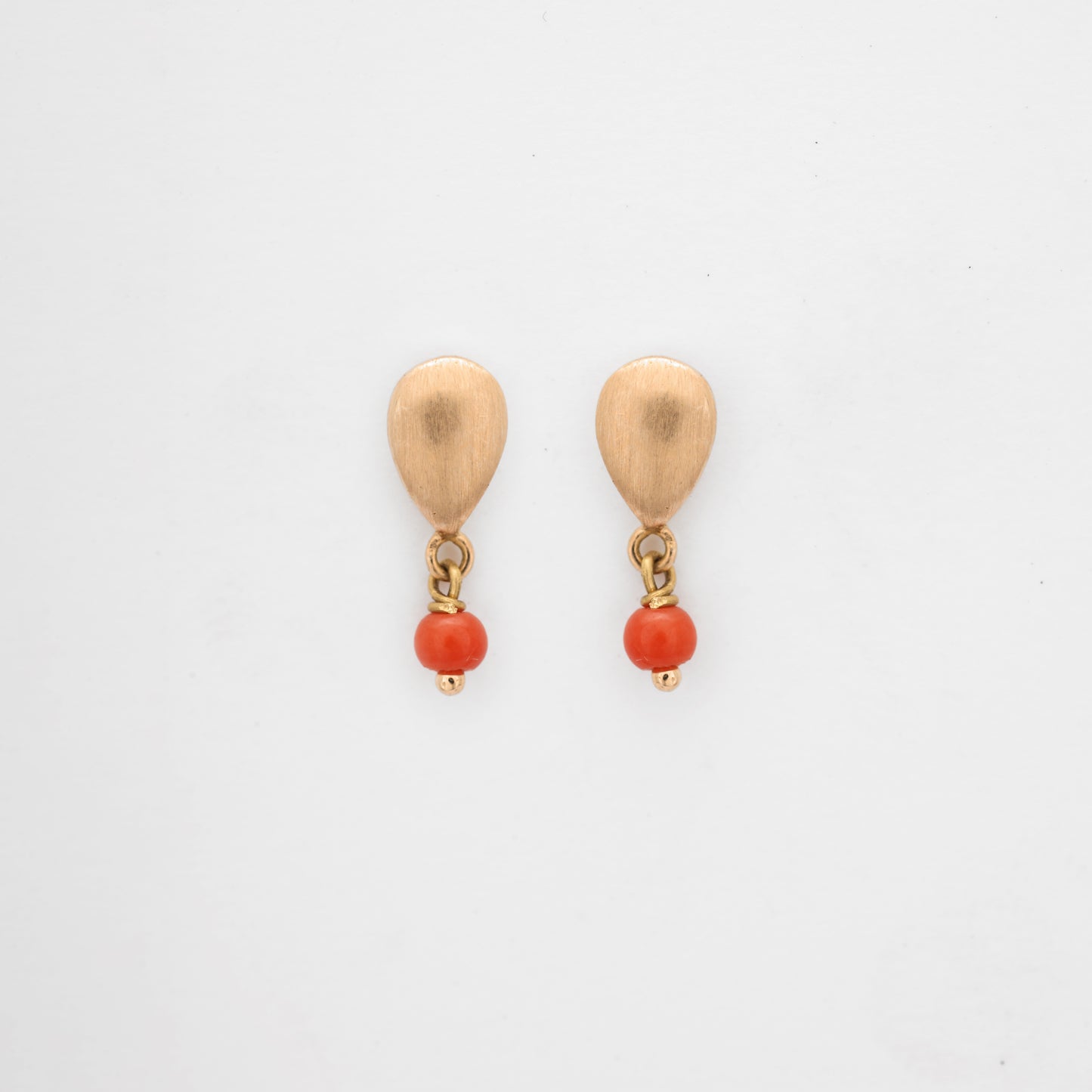 The Babyrasa Yashi Petal Gold and Coral Ear Studs by Rasvihar