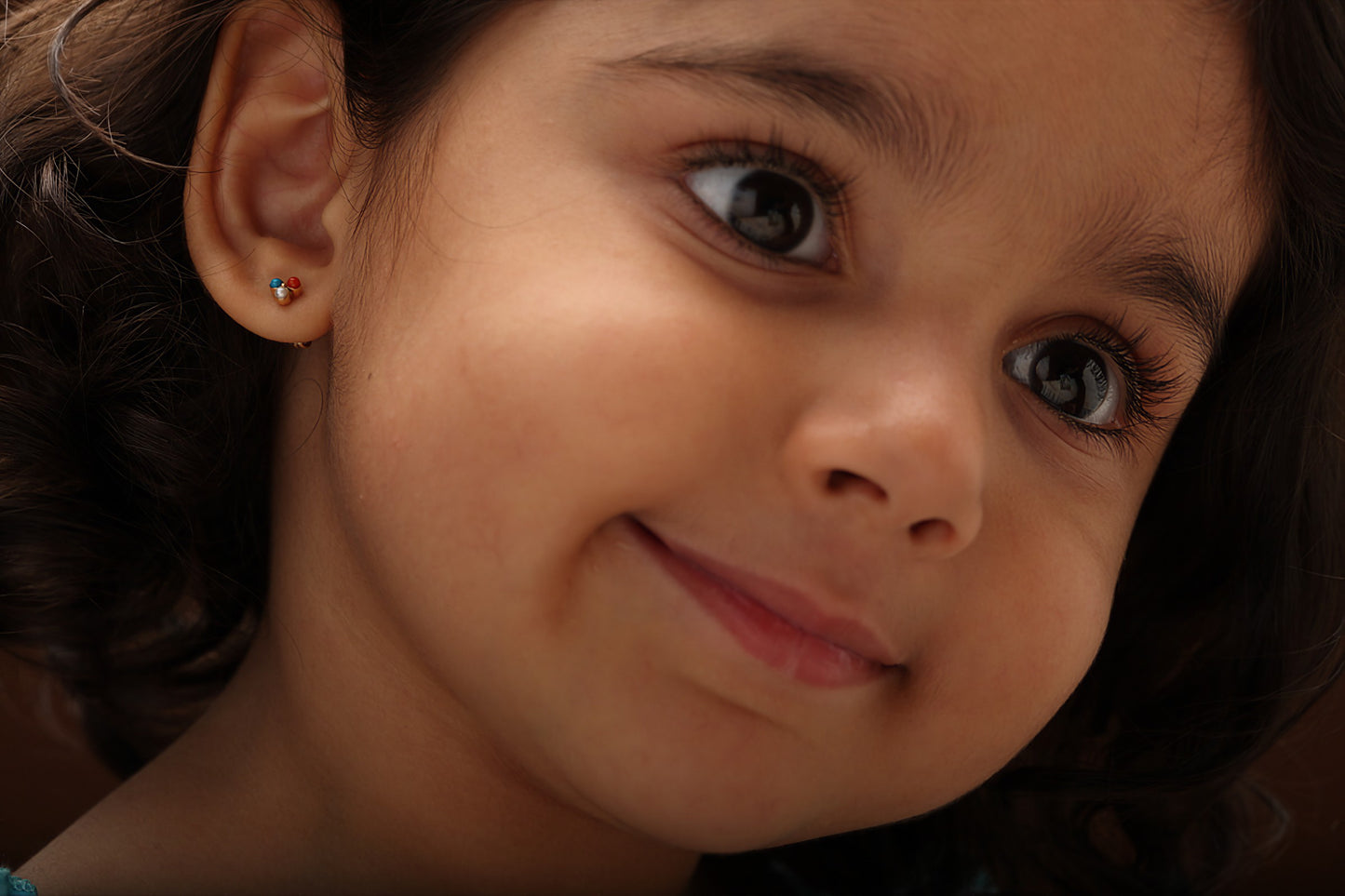The Babyrasa Kamala Floral Gold, Coral, Turquoise and Pearl Ear Studs by Rasvihar