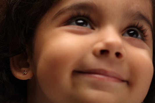 The Babyrasa Alena Floral Gold, Diamond, Emerald and Ruby Ear Studs by Rasvihar