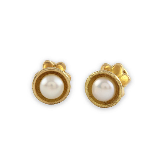 The Babyrasa Kiara Gold and Pearl Ear Studs by Rasvihar