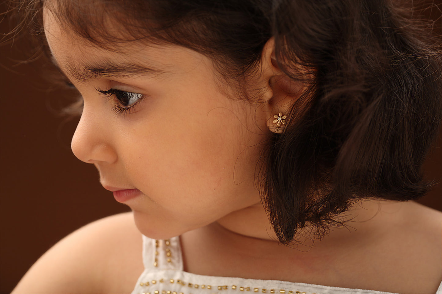 The Babyrasa Archana Floral Gold and Diamond Ear Studs by Rasvihar