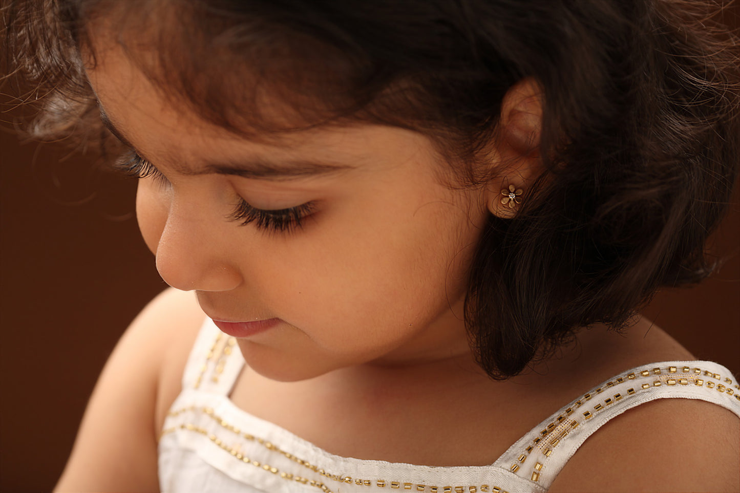 The Babyrasa Archana Floral Gold and Diamond Ear Studs by Rasvihar