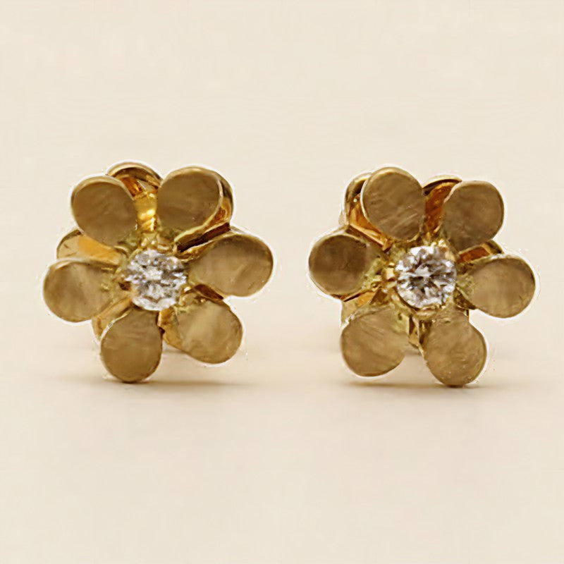 The Babyrasa Archana Floral Gold and Diamond Ear Studs by Rasvihar