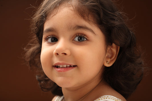 The Babyrasa Archana Floral Gold and Diamond Ear Studs by Rasvihar