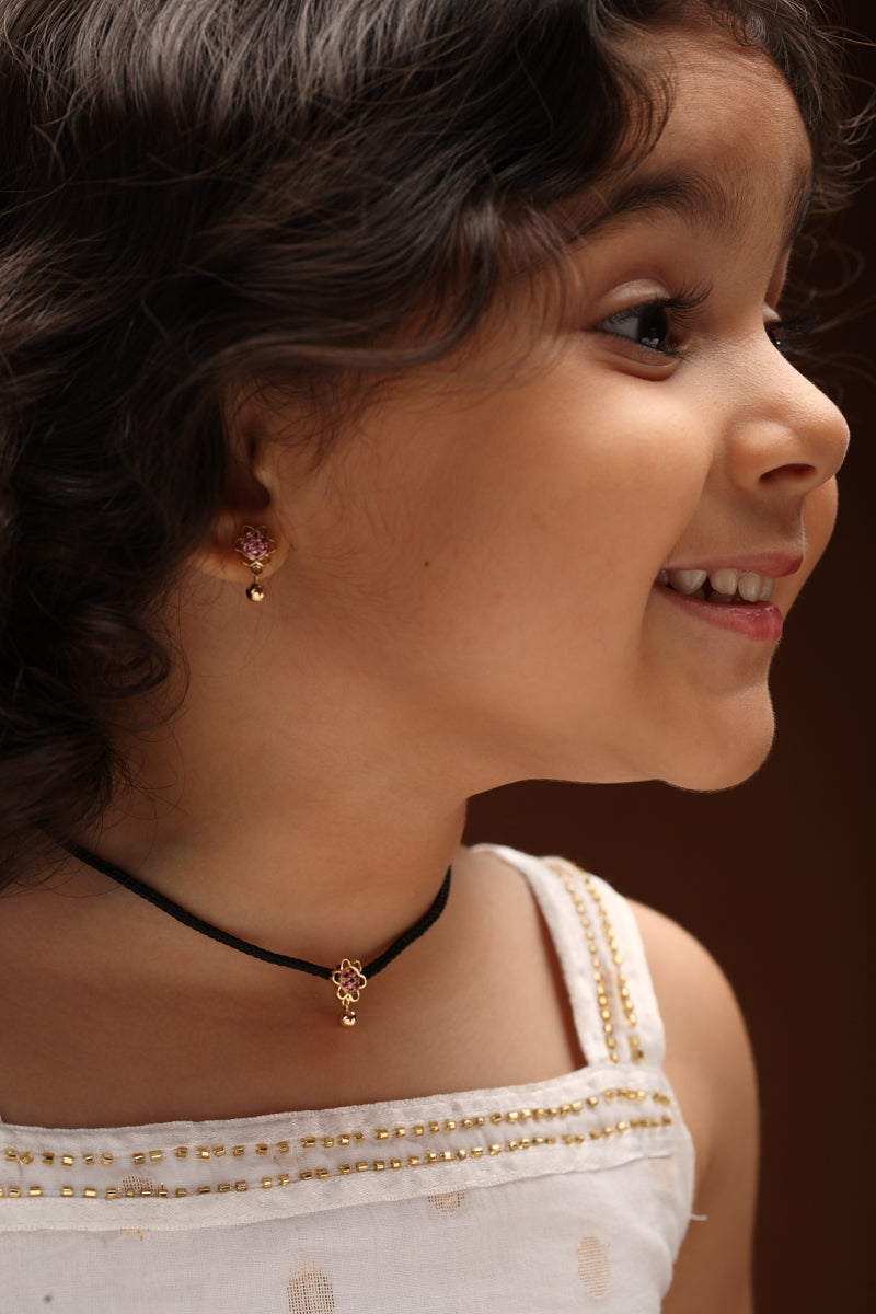 The Babyrasa Lavanya Floral Gold and Pink Sapphire Pendant by Rasvihar