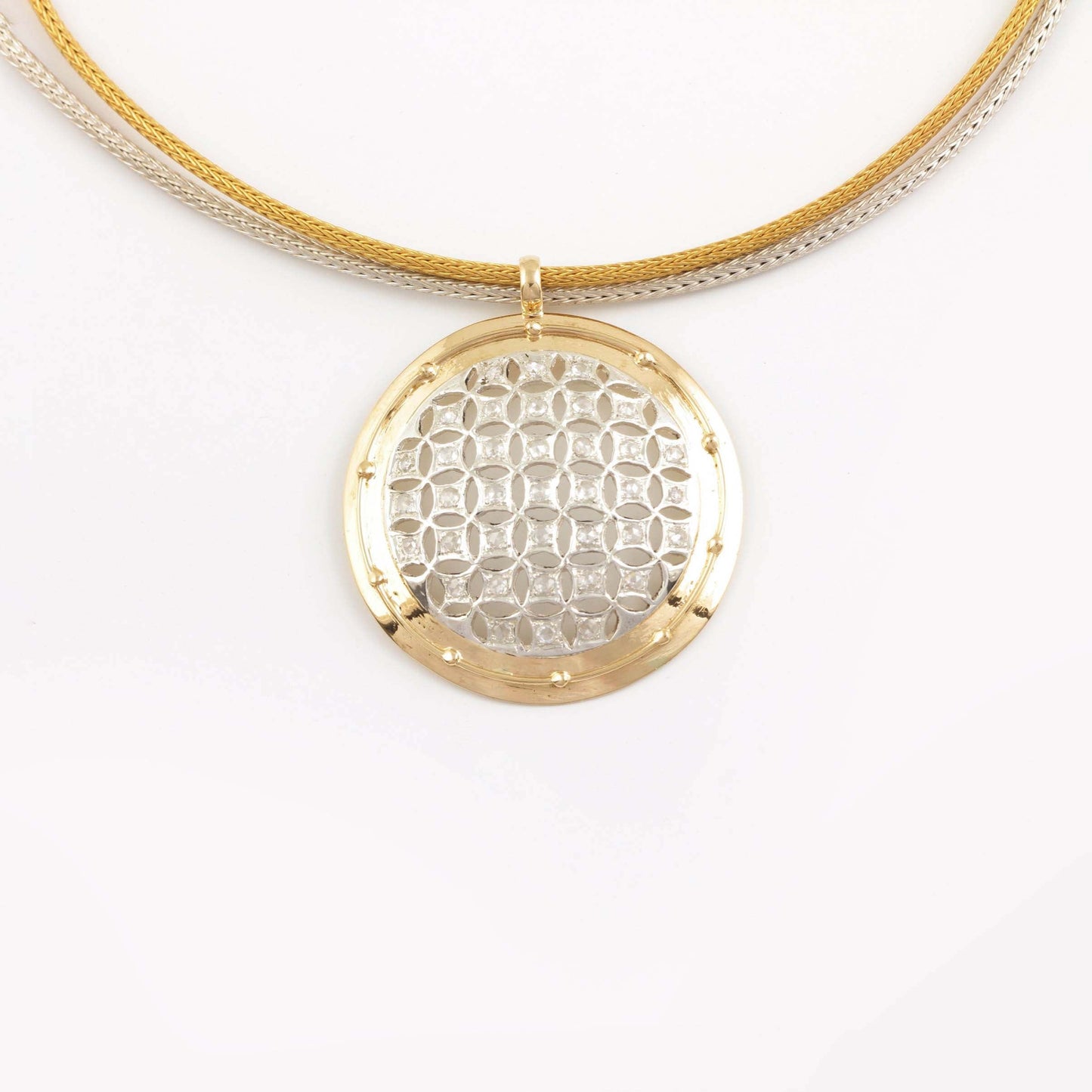 The Abilekha SiGo Silver Gold and Diamond Necklace by Rasvihar