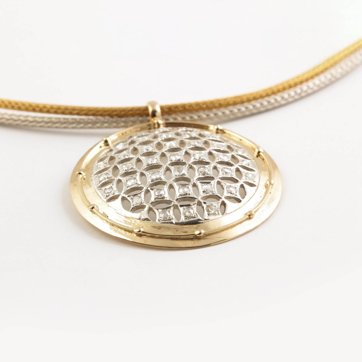 The Abilekha SiGo Silver Gold and Diamond Necklace by Rasvihar