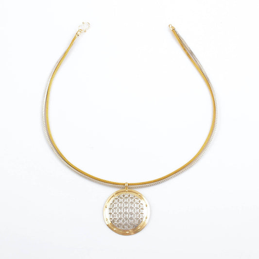 The Abilekha SiGo Silver Gold and Diamond Necklace by Rasvihar
