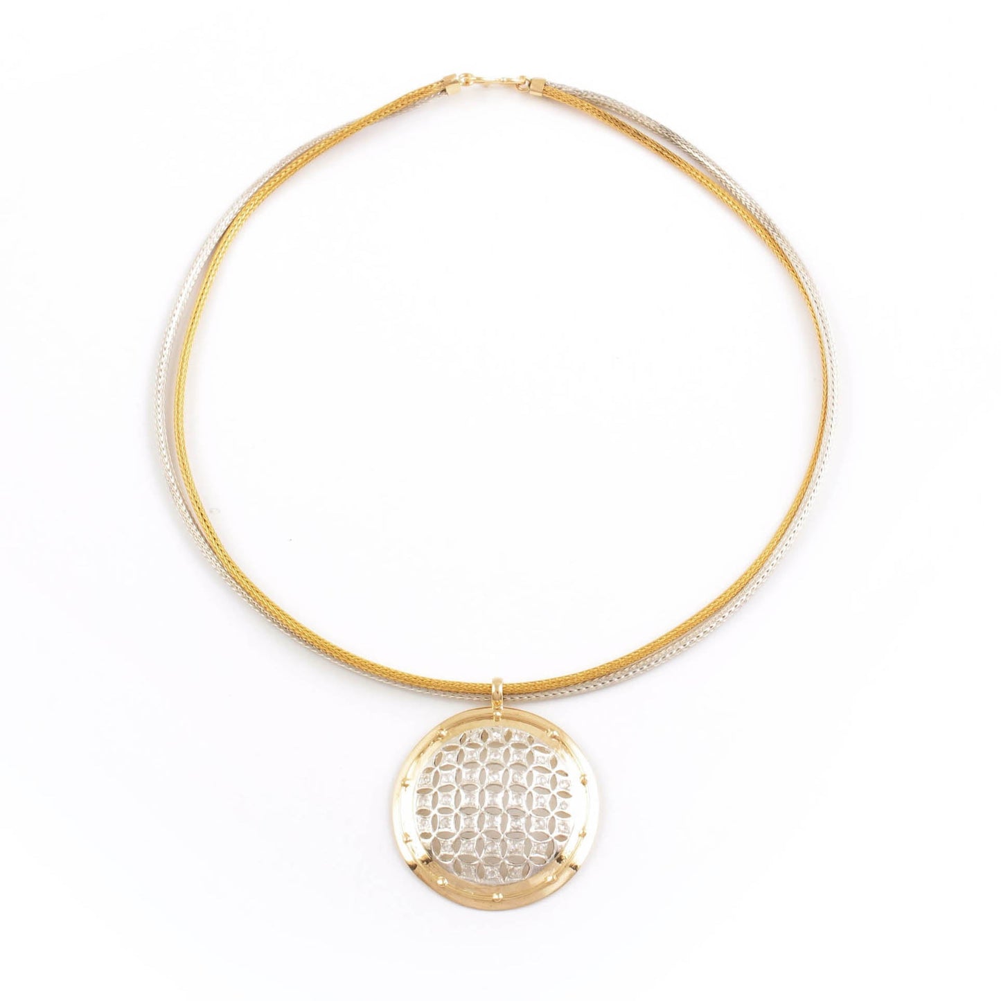 The Abilekha SiGo Silver Gold and Diamond Necklace by Rasvihar