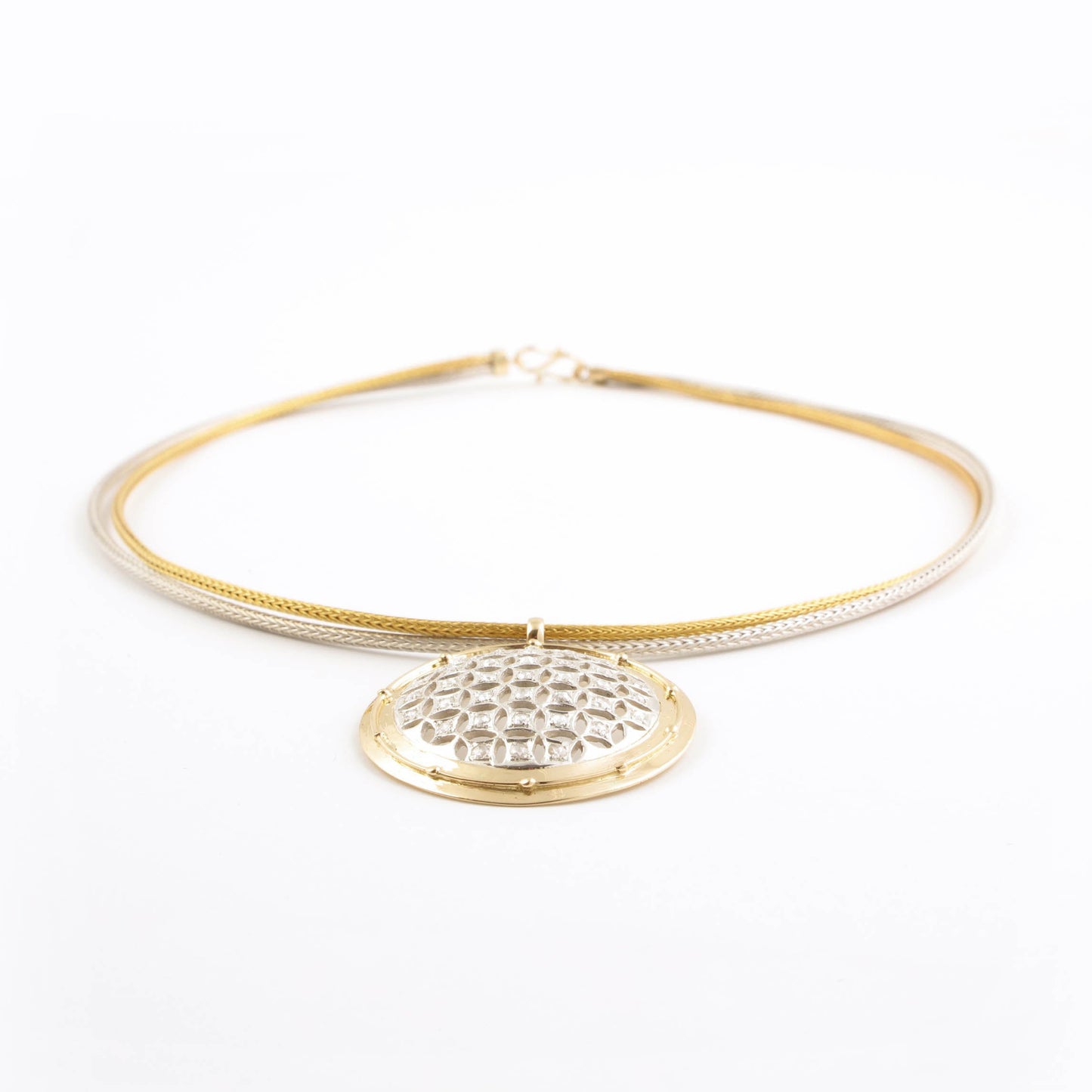 The Abilekha SiGo Silver Gold and Diamond Necklace by Rasvihar