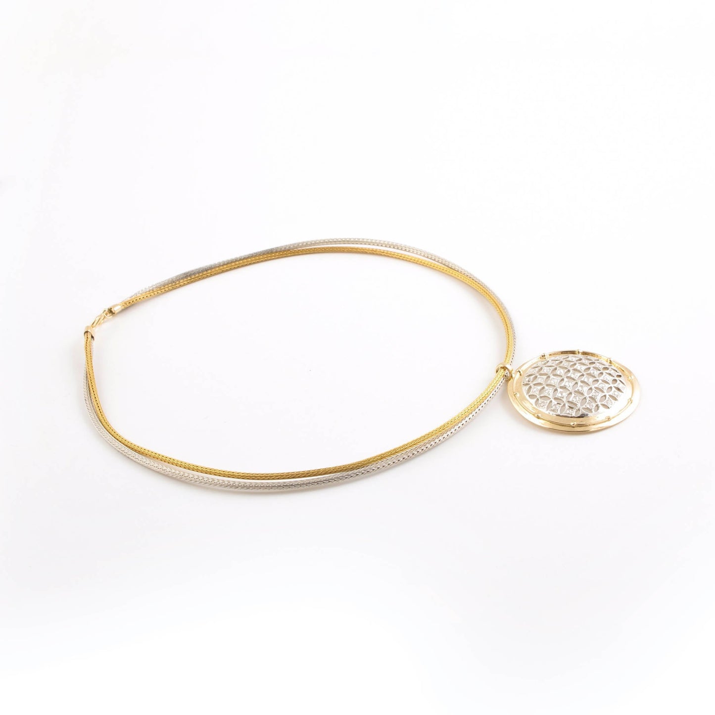 The Abilekha SiGo Silver Gold and Diamond Necklace by Rasvihar