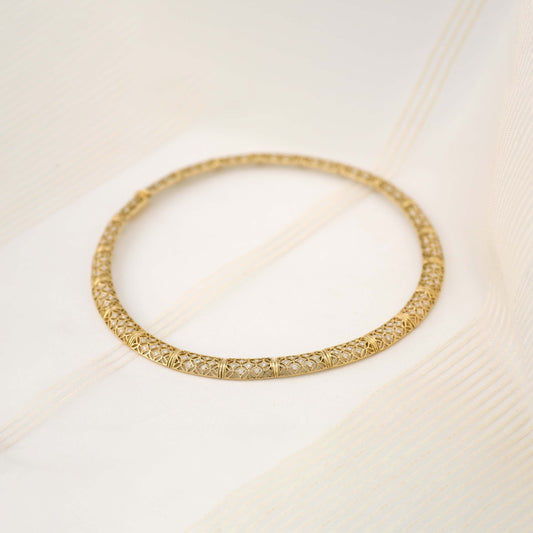 The Chameli Lace Series Gold and Diamond Necklace by Rasvihar