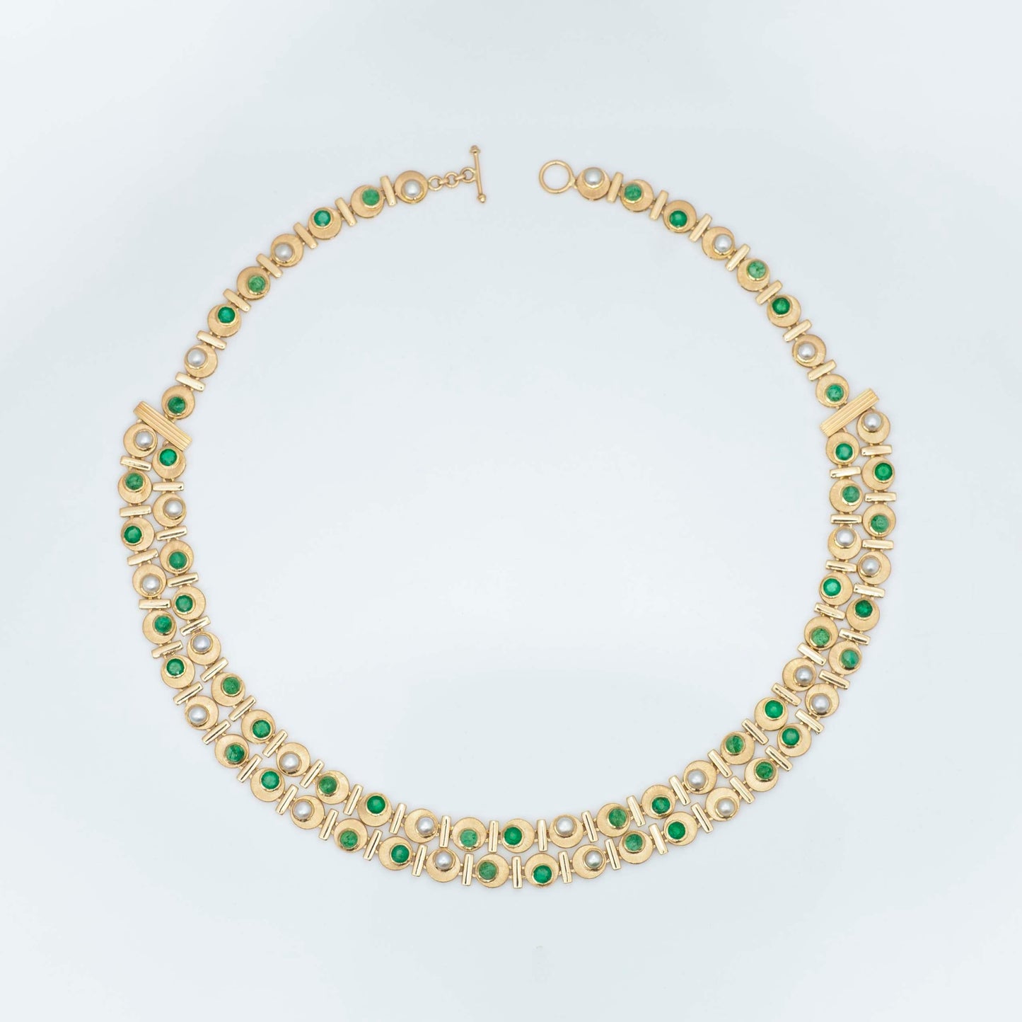 The Abhilasha Gold, Emerald and Pearl Necklace by Rasvihar