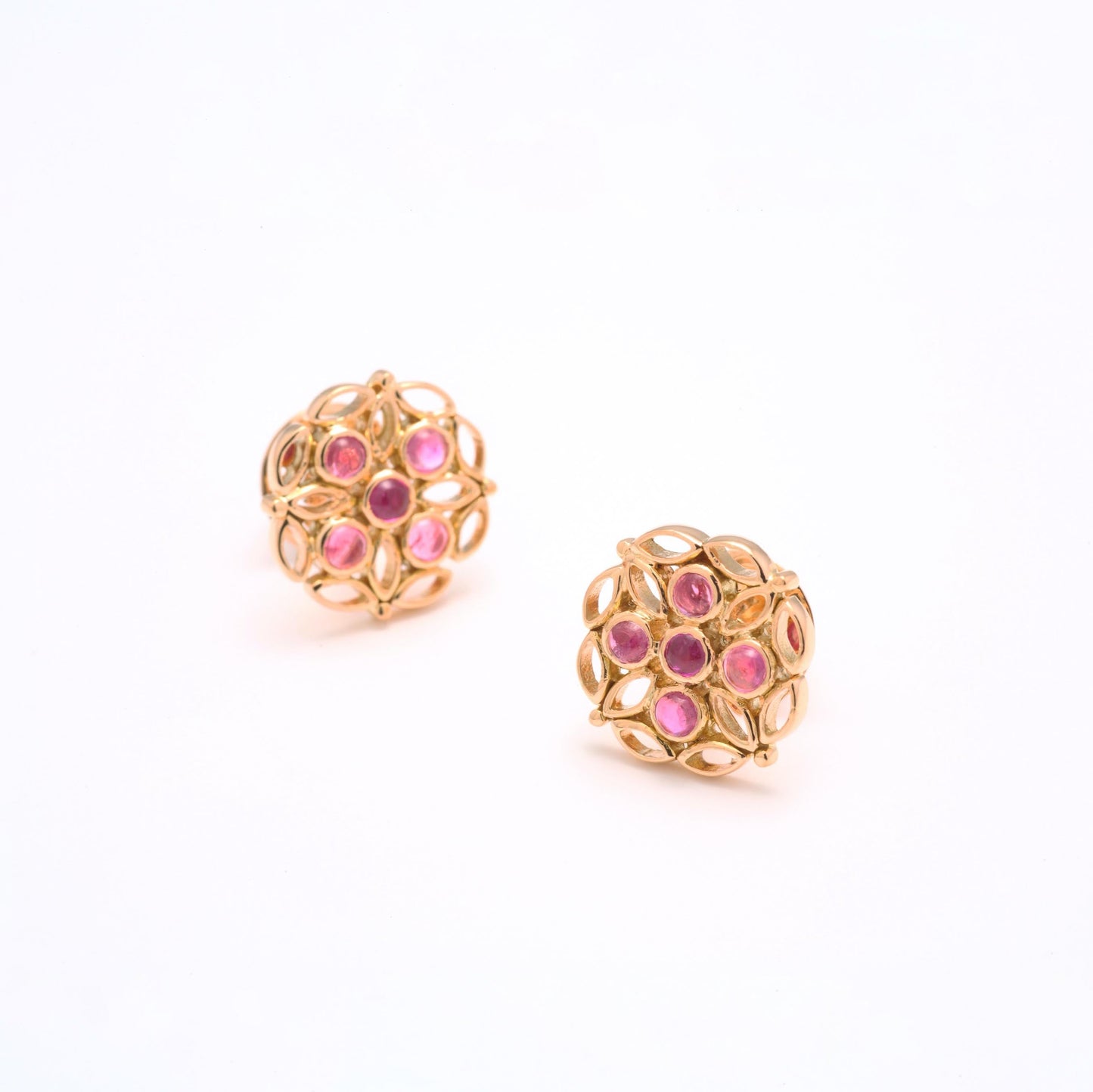The Induprabha Gold and Ruby Ear Studs by Rasvihar