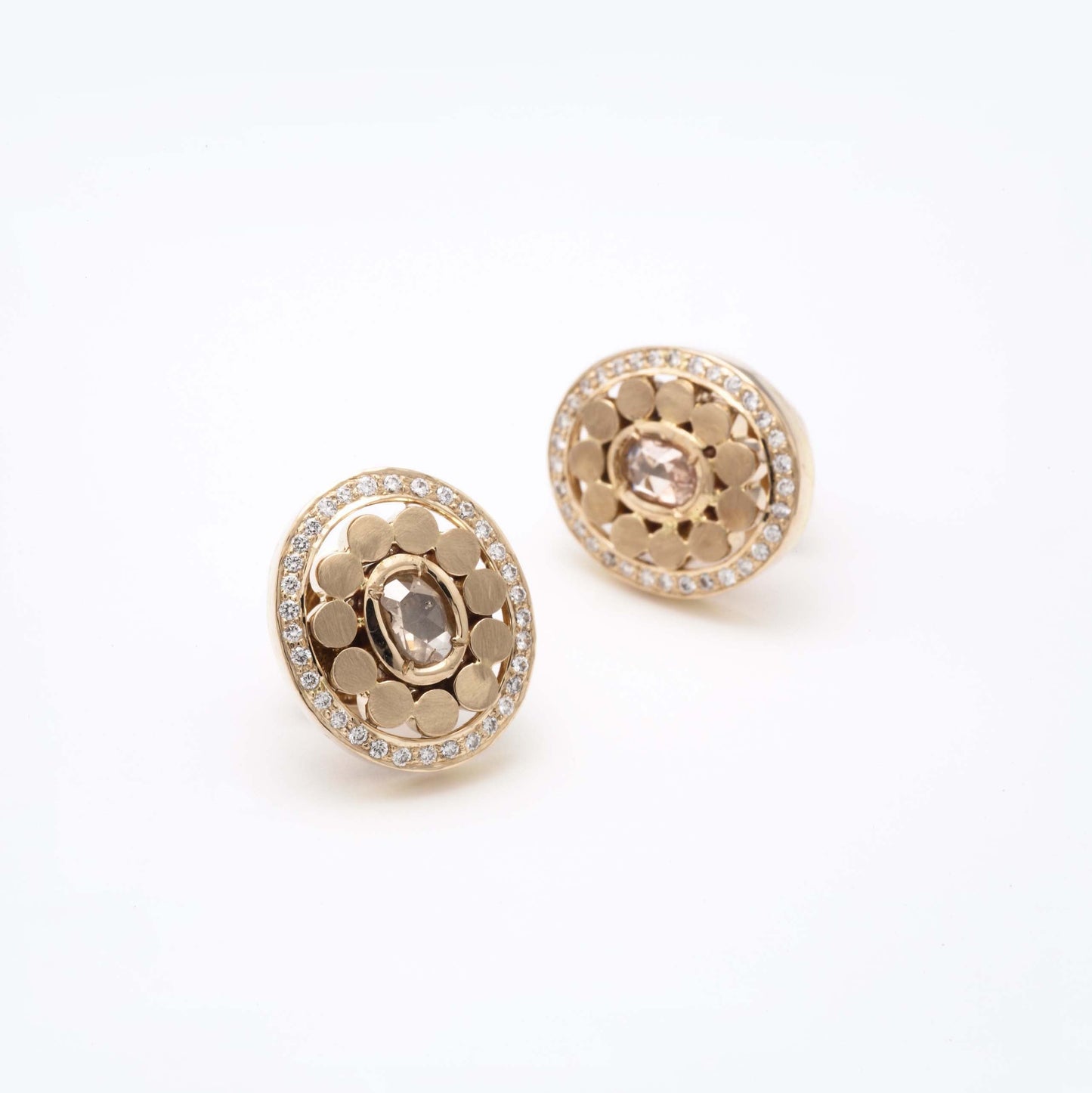 The Charukesi Gold and Diamond Ear Studs by Rasvihar