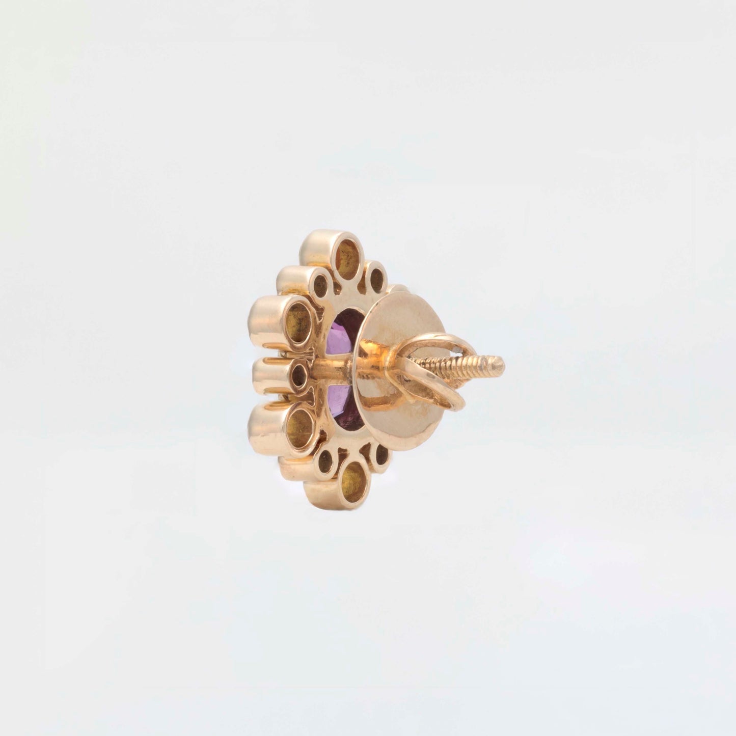 The Shakti Gold, Diamond, Ruby and Yellow Sapphire Ear Studs by Rasvihar
