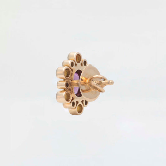 The Shakti Gold, Diamond, Ruby and Yellow Sapphire Ear Studs by Rasvihar