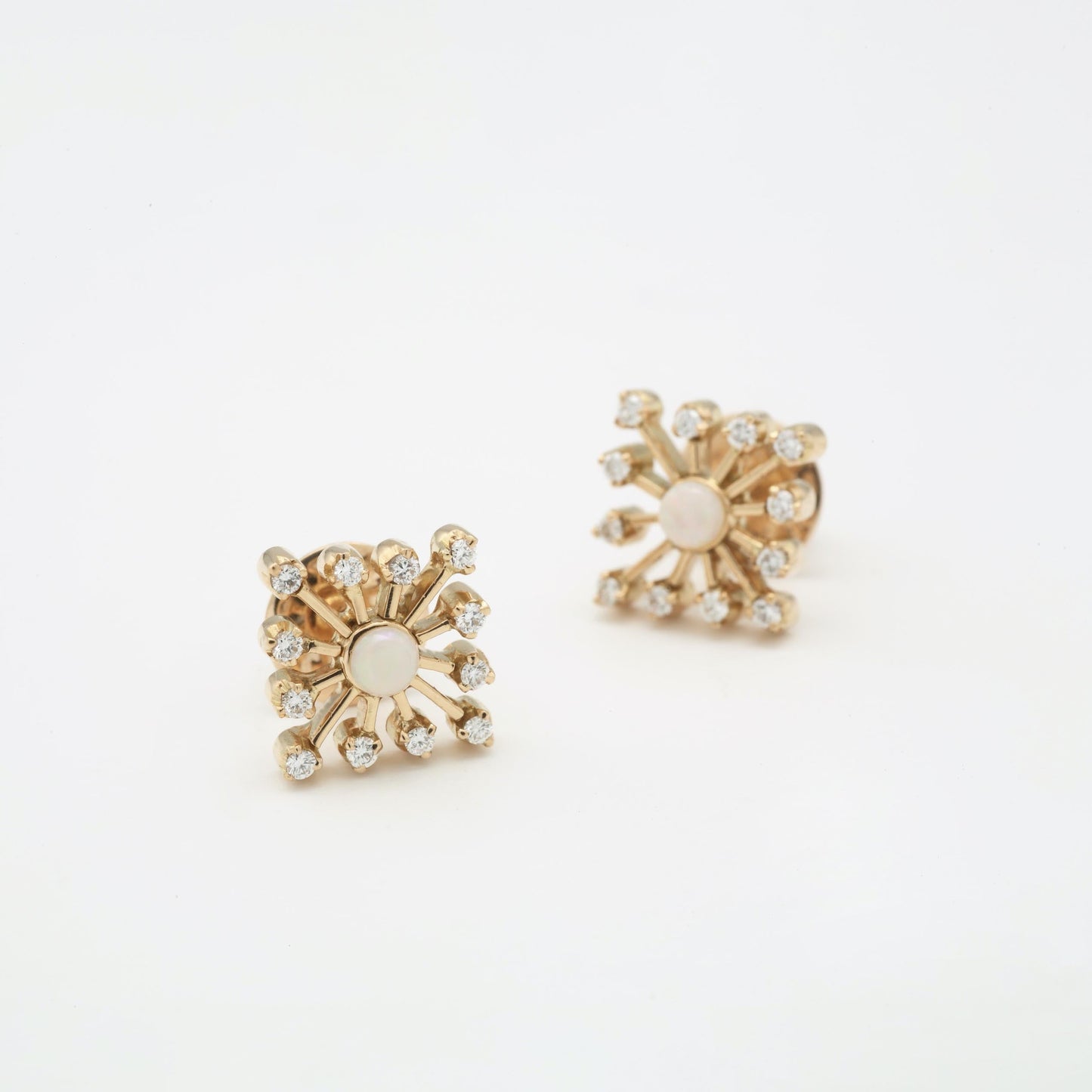 The Ayushi Gold, Diamond and Opal Ear Studs by Rasvihar