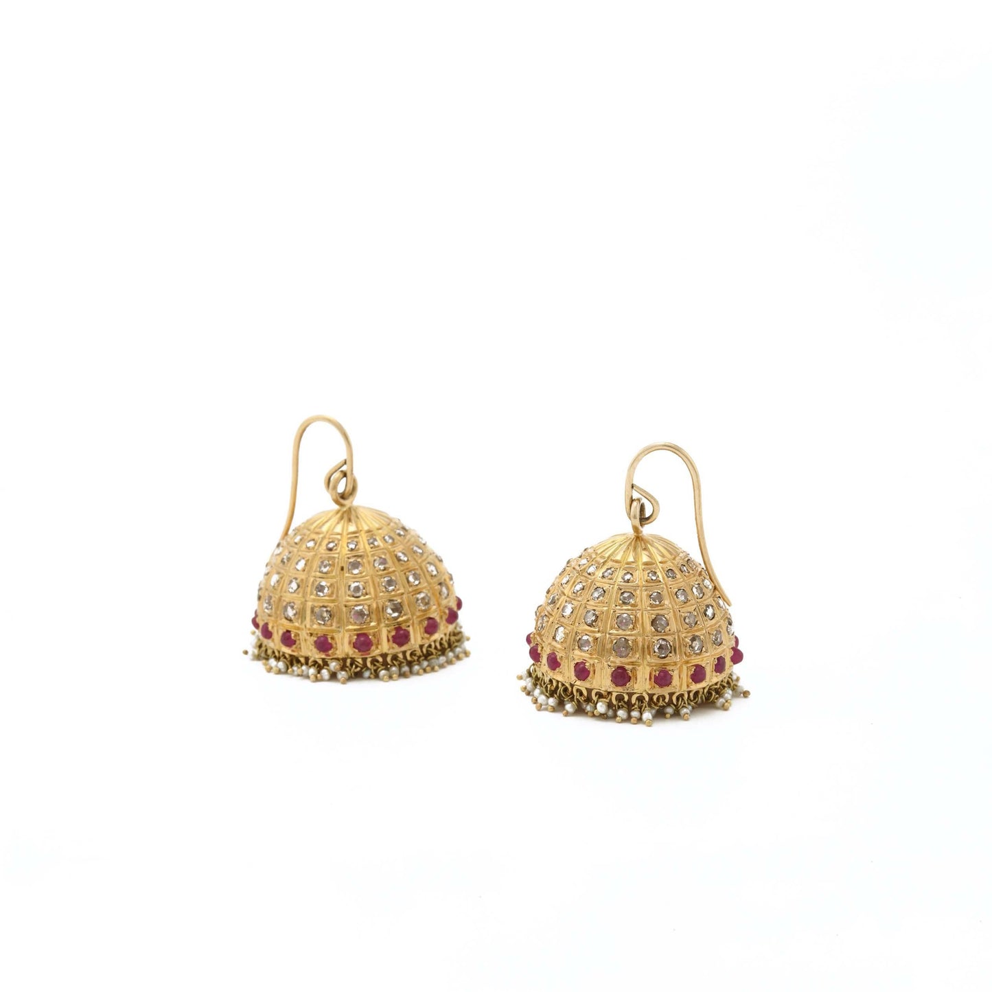 The Mohana Gold, Diamond, Pearl and Ruby Jhumka by Rasvihar