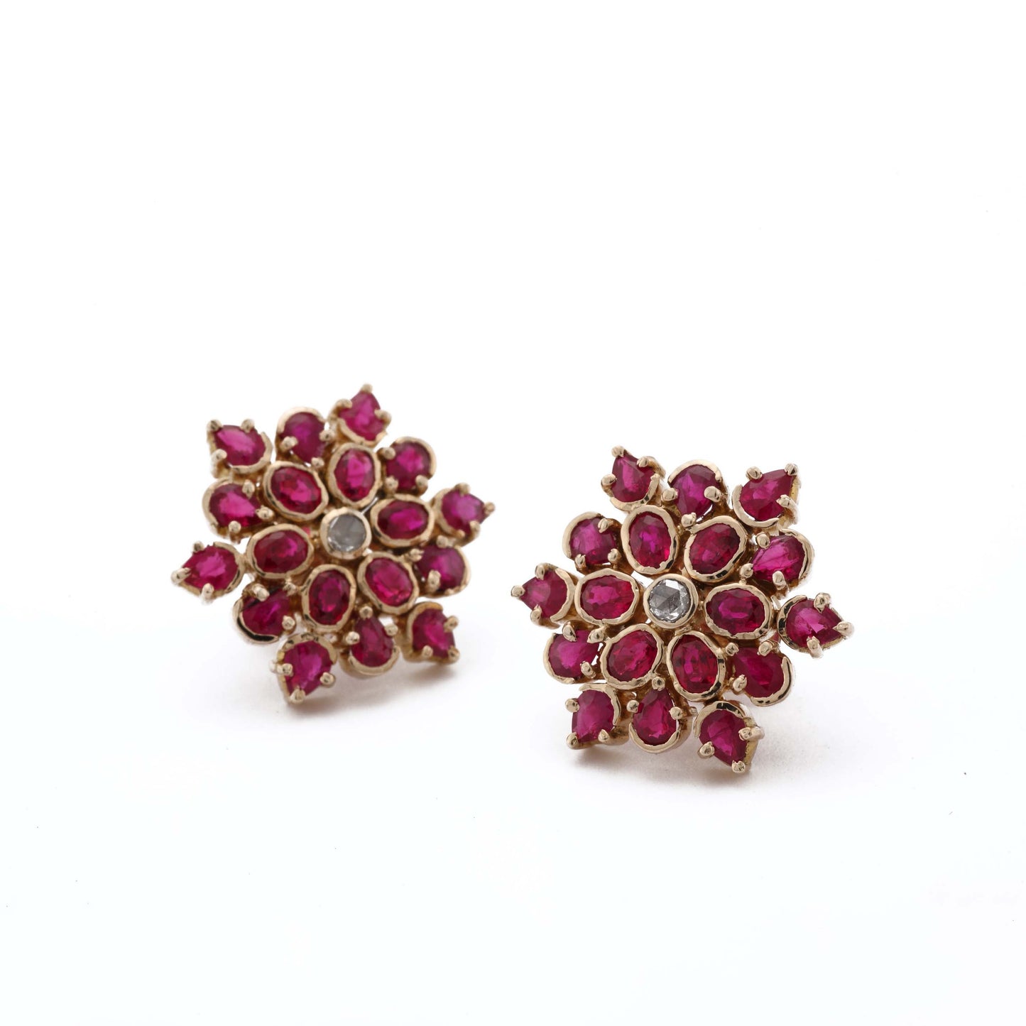 The Sushmita Gold, Ruby and Diamond Ear Studs by Rasvihar